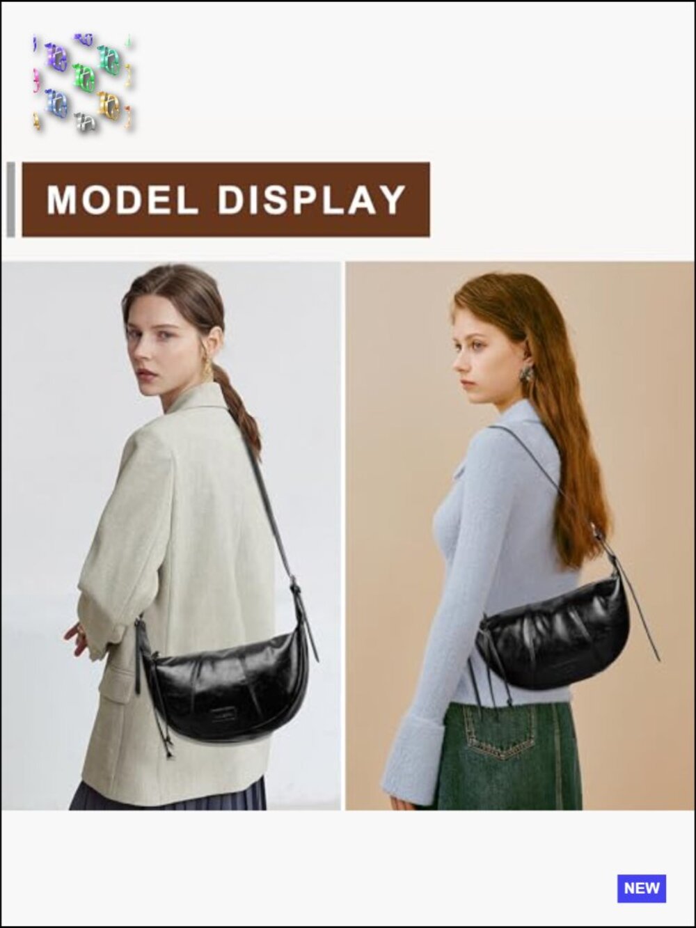 Small Crescent Crossbody Bag Vegan Leather Hobo Shoulder Sling Purse Adjustable - Picture 6 of 7